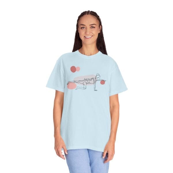 Bird Dog Pose Aesthetic Yoga Heavyweight T-Shirt - Dark Lines - Image 15
