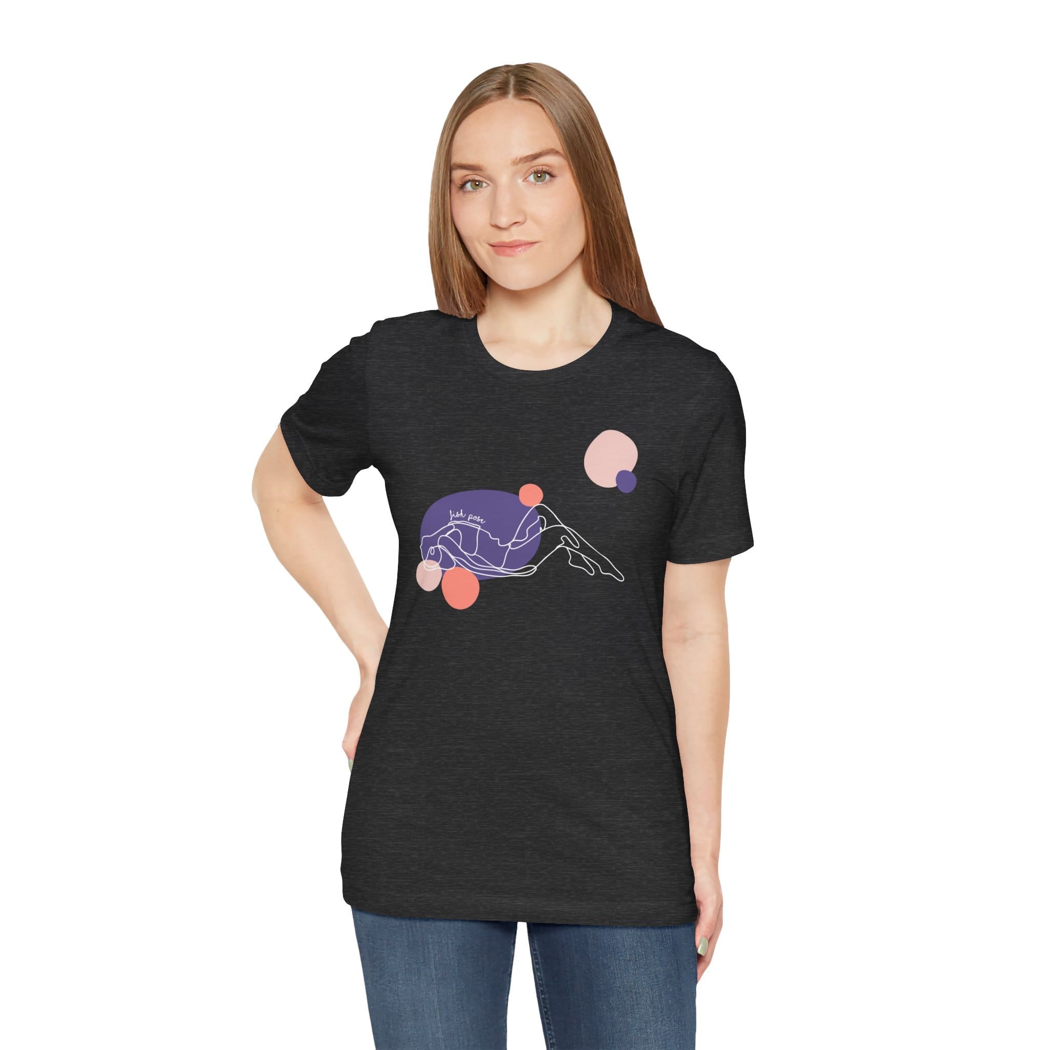 Fish Pose Aesthetic Yoga Lightweight T-Shirt - Light Lines - Image 14