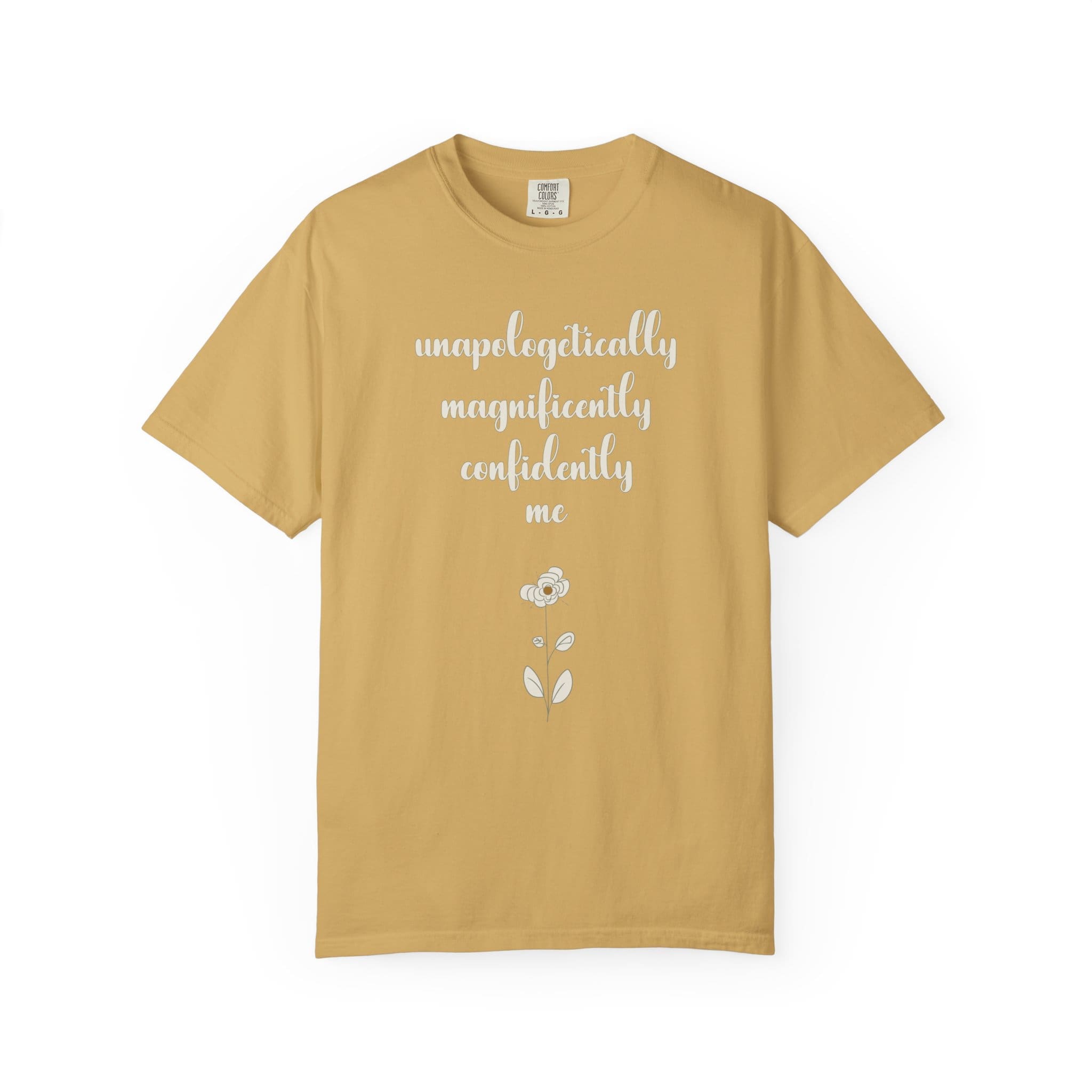 Confidently Me Heavyweight T-Shirt - Floral Text - Image 3