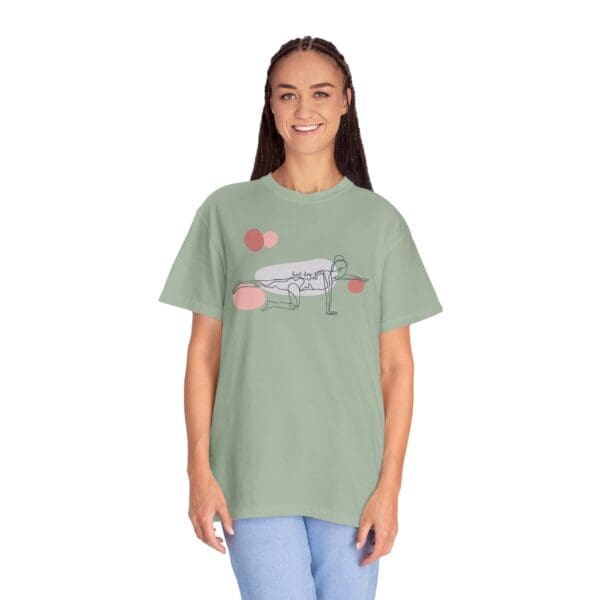 Bird Dog Pose Aesthetic Yoga Heavyweight T-Shirt - Dark Lines - Image 11