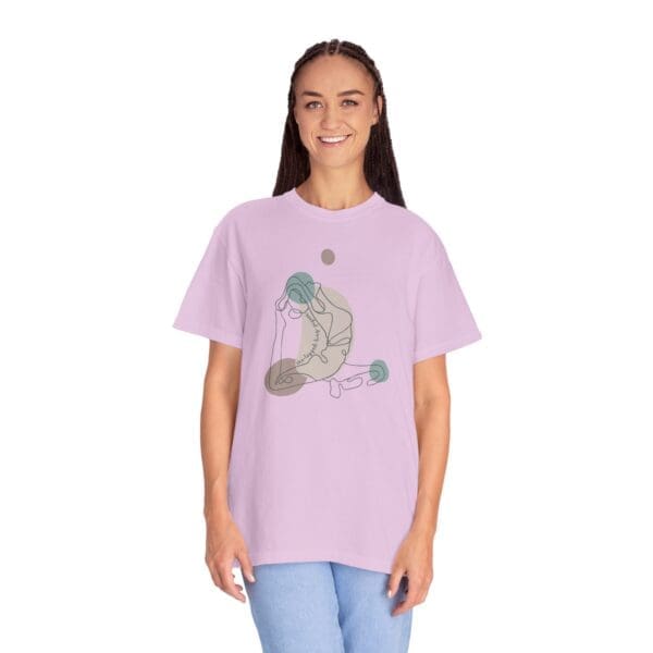 One-Legged King Pigeon Aesthetic Yoga Heavyweight Tee-Dark Lines - Image 23