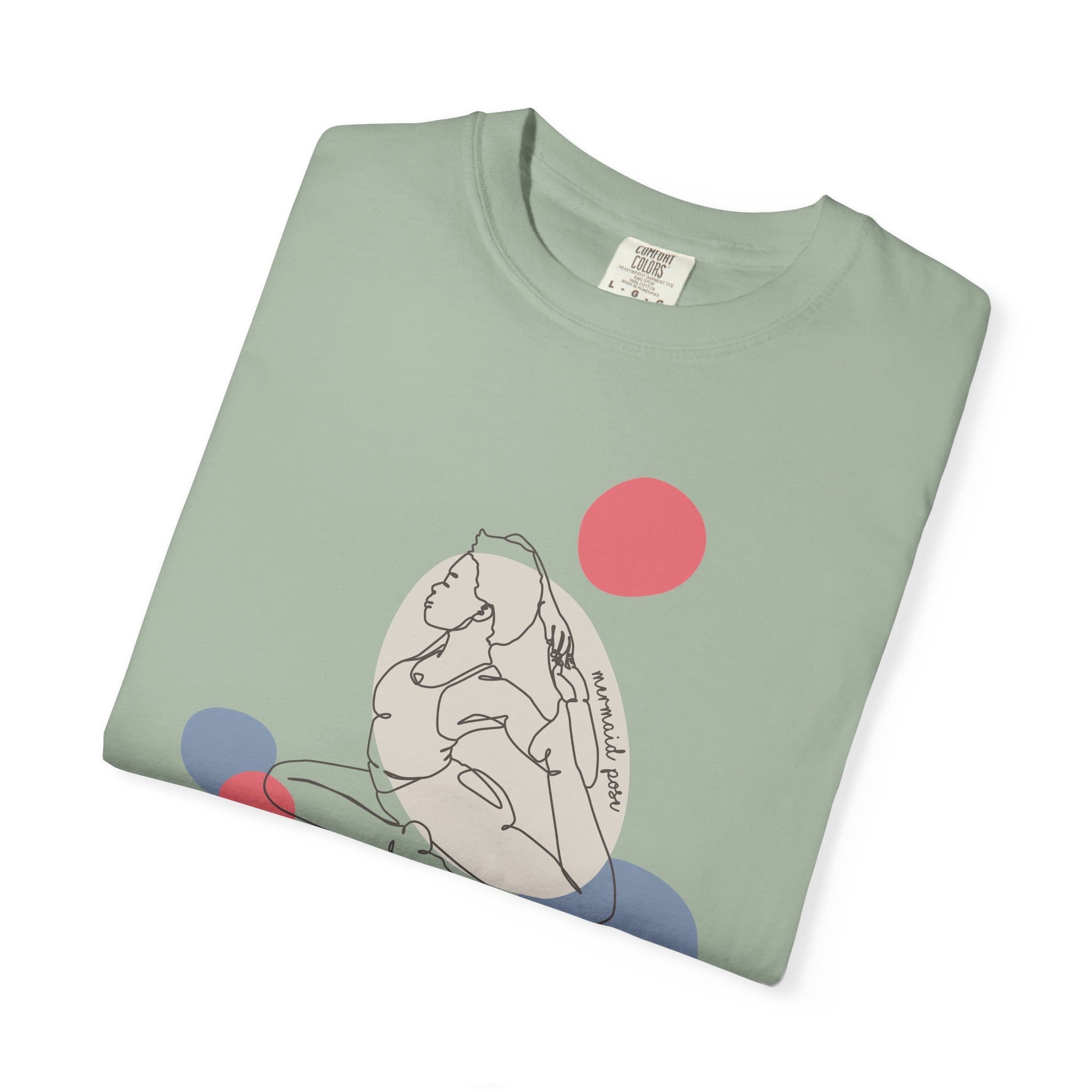 Mermaid Pose Aesthetic Yoga Heavyweight T-Shirt - Dark Lines - Image 17