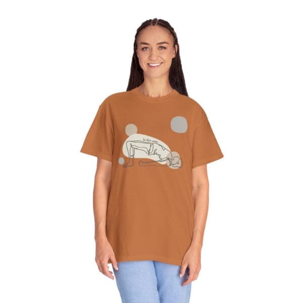 Bridge Pose Aesthetic Yoga Heavyweight T-Shirt - Dark Lines - Image 19