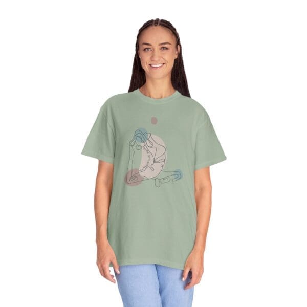 One-Legged King Pigeon Aesthetic Yoga Heavyweight Tee-Dark Lines - Image 15