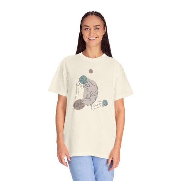 One-Legged King Pigeon Aesthetic Yoga Heavyweight Tee-Dark Lines - Image 11
