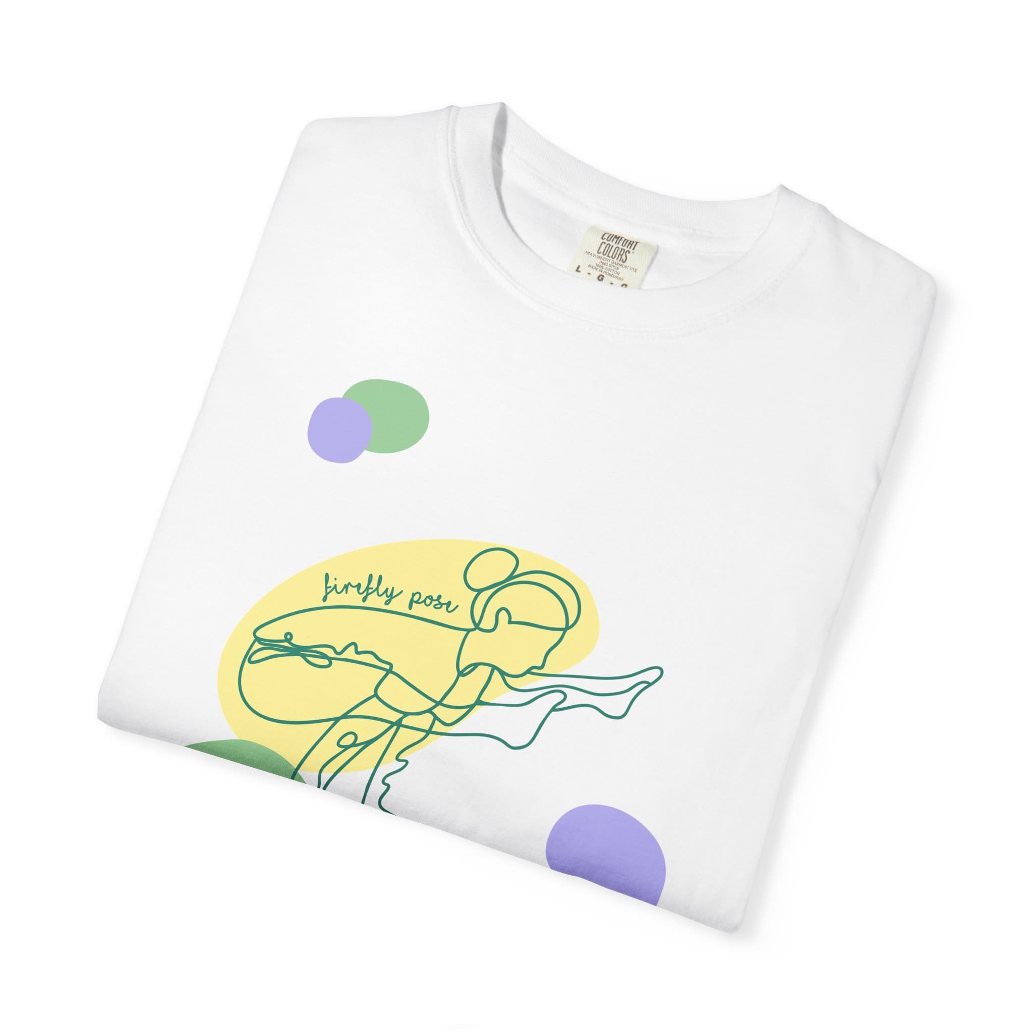 Firefly Pose Aesthetic Yoga Heavyweight T-Shirt - Dark Lines - Image 4