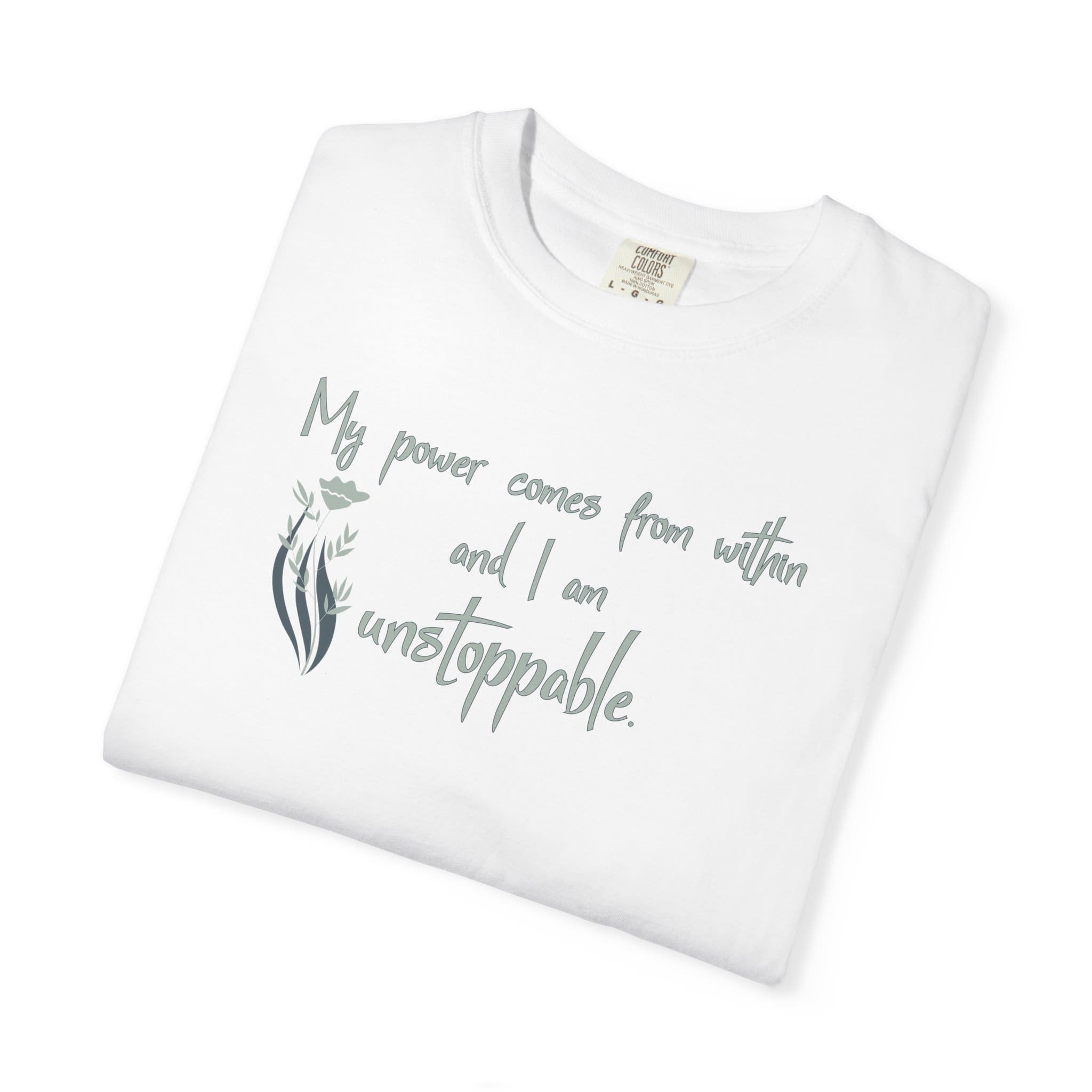 I am Unstoppable Heavyweight T-Shirt - Floral Text - Image 17
