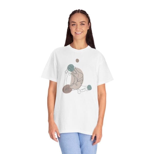 One-Legged King Pigeon Aesthetic Yoga Heavyweight Tee-Dark Lines - Image 6