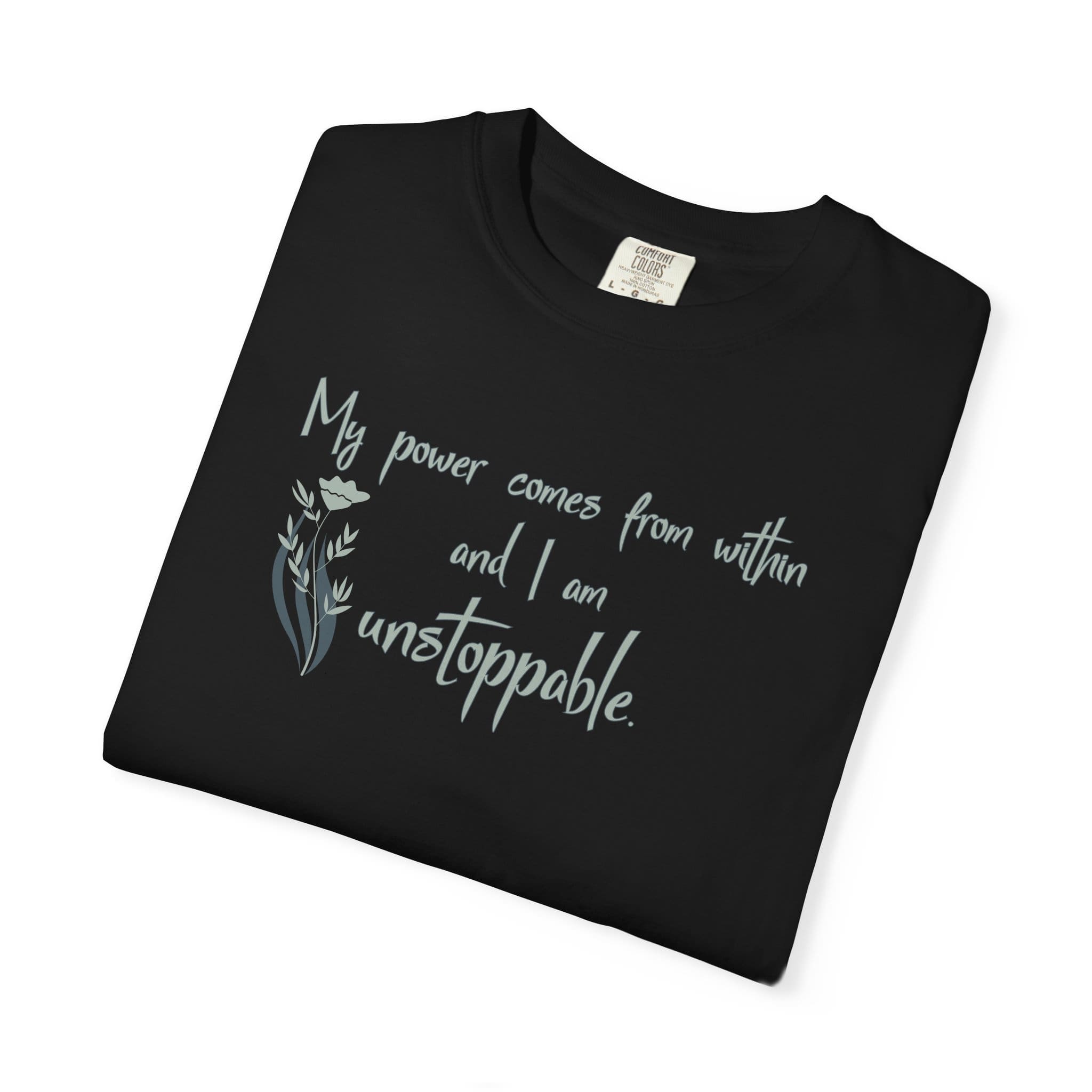I am Unstoppable Heavyweight T-Shirt - Floral Text - Image 8