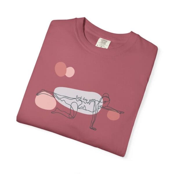 Bird Dog Pose Aesthetic Yoga Heavyweight T-Shirt - Dark Lines - Image 21