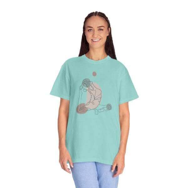 One-Legged King Pigeon Aesthetic Yoga Heavyweight Tee-Dark Lines - Image 19