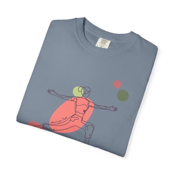 Warrior Two Pose Aesthetic Yoga Heavyweight T-Shirt - Dark Lines - Image 17