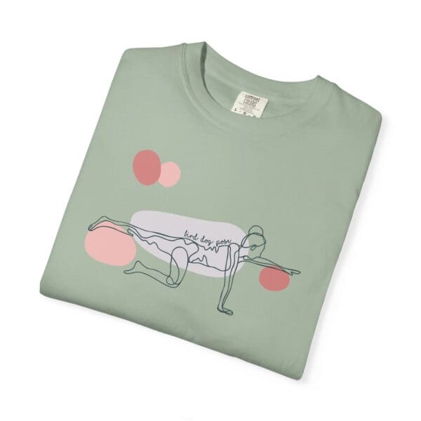 Bird Dog Pose Aesthetic Yoga Heavyweight T-Shirt - Dark Lines - Image 9