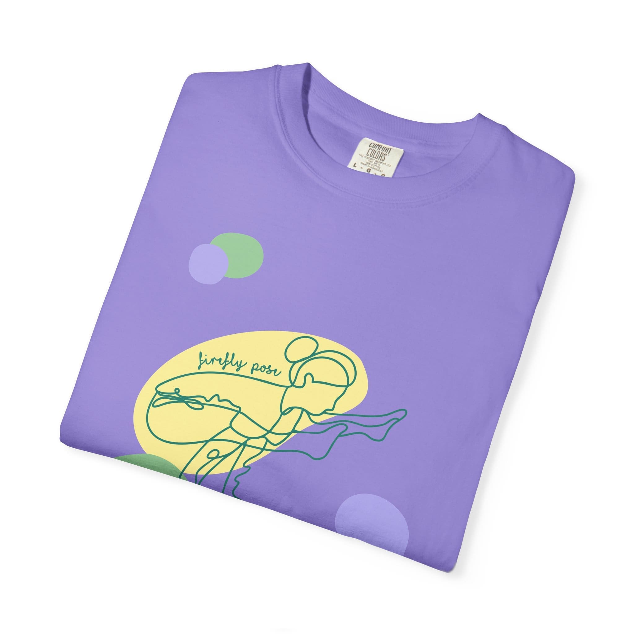 Firefly Pose Aesthetic Yoga Heavyweight T-Shirt - Dark Lines - Image 21