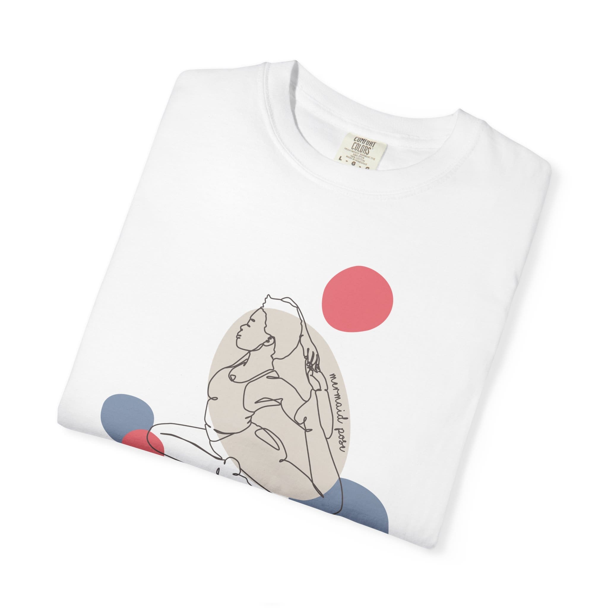 Mermaid Pose Aesthetic Yoga Heavyweight T-Shirt - Dark Lines - Image 12