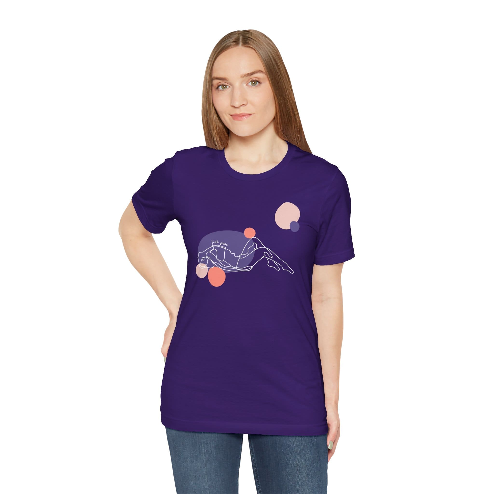 Fish Pose Aesthetic Yoga Lightweight T-Shirt - Light Lines - Image 23