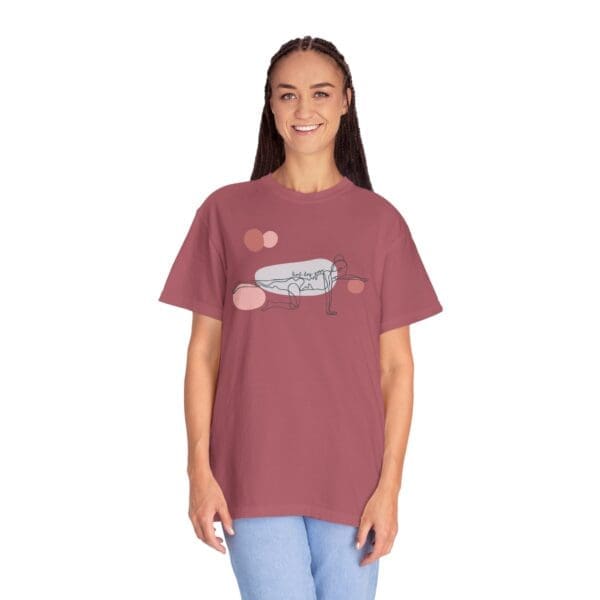 Bird Dog Pose Aesthetic Yoga Heavyweight T-Shirt - Dark Lines - Image 23