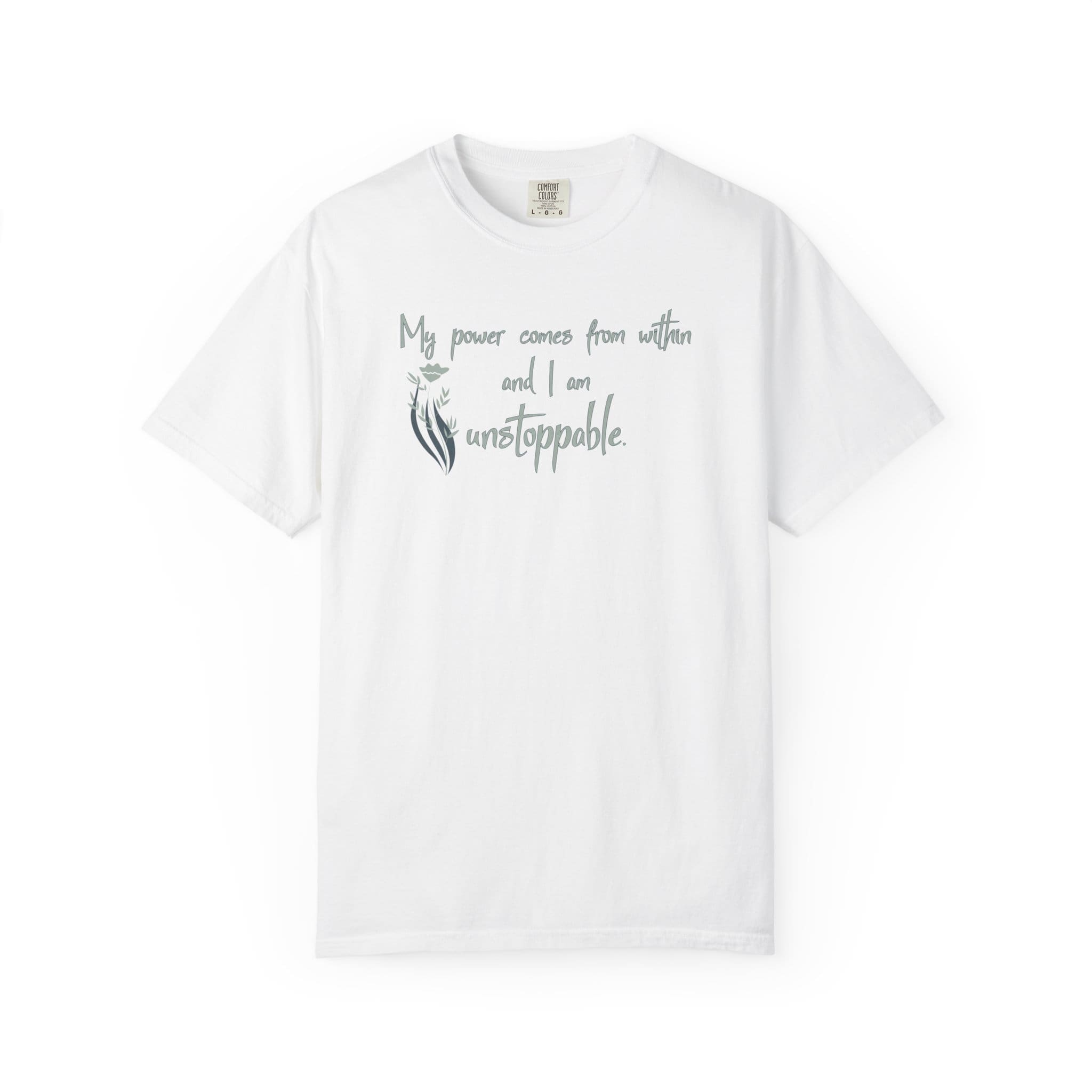 I am Unstoppable Heavyweight T-Shirt - Floral Text - Image 16