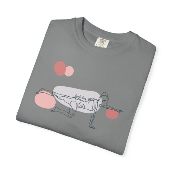 Bird Dog Pose Aesthetic Yoga Heavyweight T-Shirt - Dark Lines - Image 17