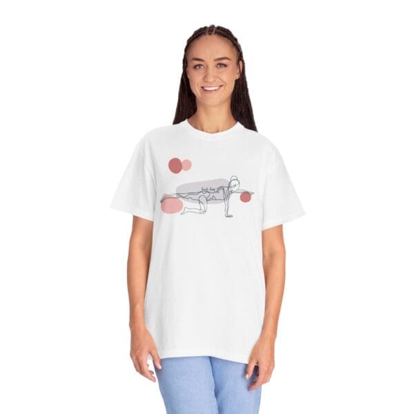 Bird Dog Pose Aesthetic Yoga Heavyweight T-Shirt - Dark Lines - Image 7
