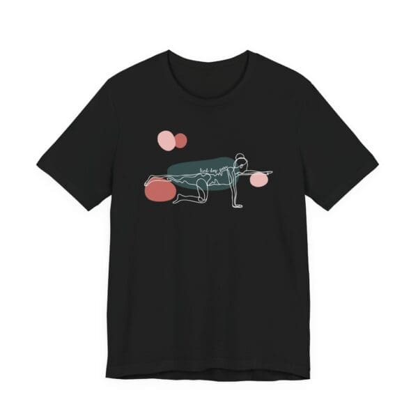 Bird Dog Pose Aesthetic Yoga Lightweight T-Shirt - Light Lines - Image 3
