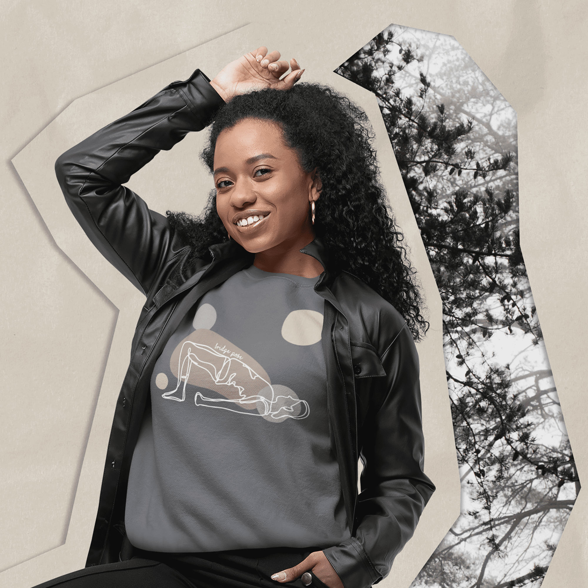 Bridge Pose Aesthetic Yoga Crewneck Sweatshirt