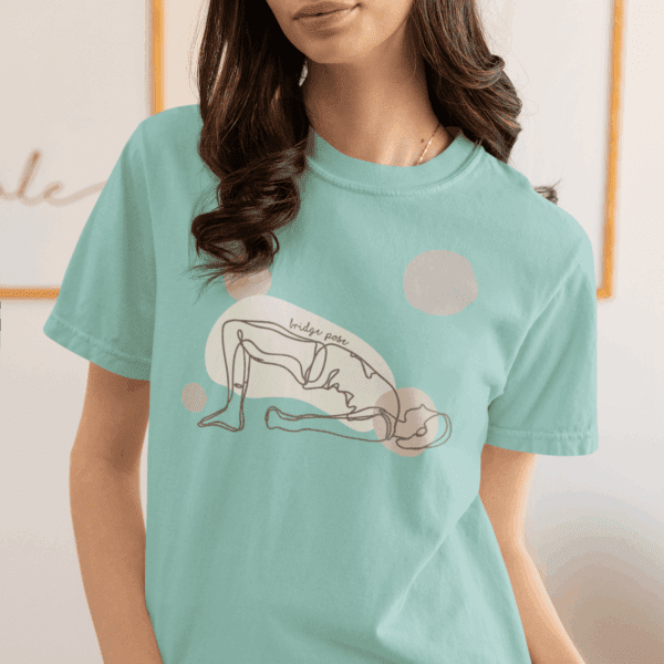 Bridge Pose Aesthetic Yoga Heavyweight T-Shirt - Dark Lines