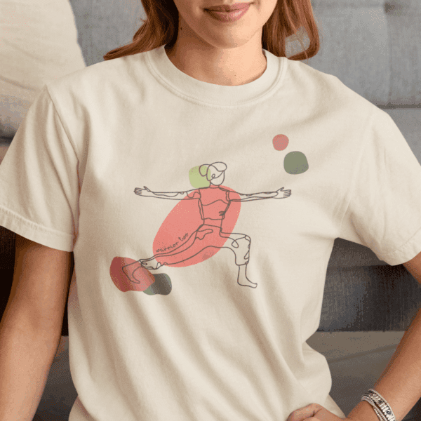 Warrior Two Pose Aesthetic Yoga Heavyweight T-Shirt - Dark Lines