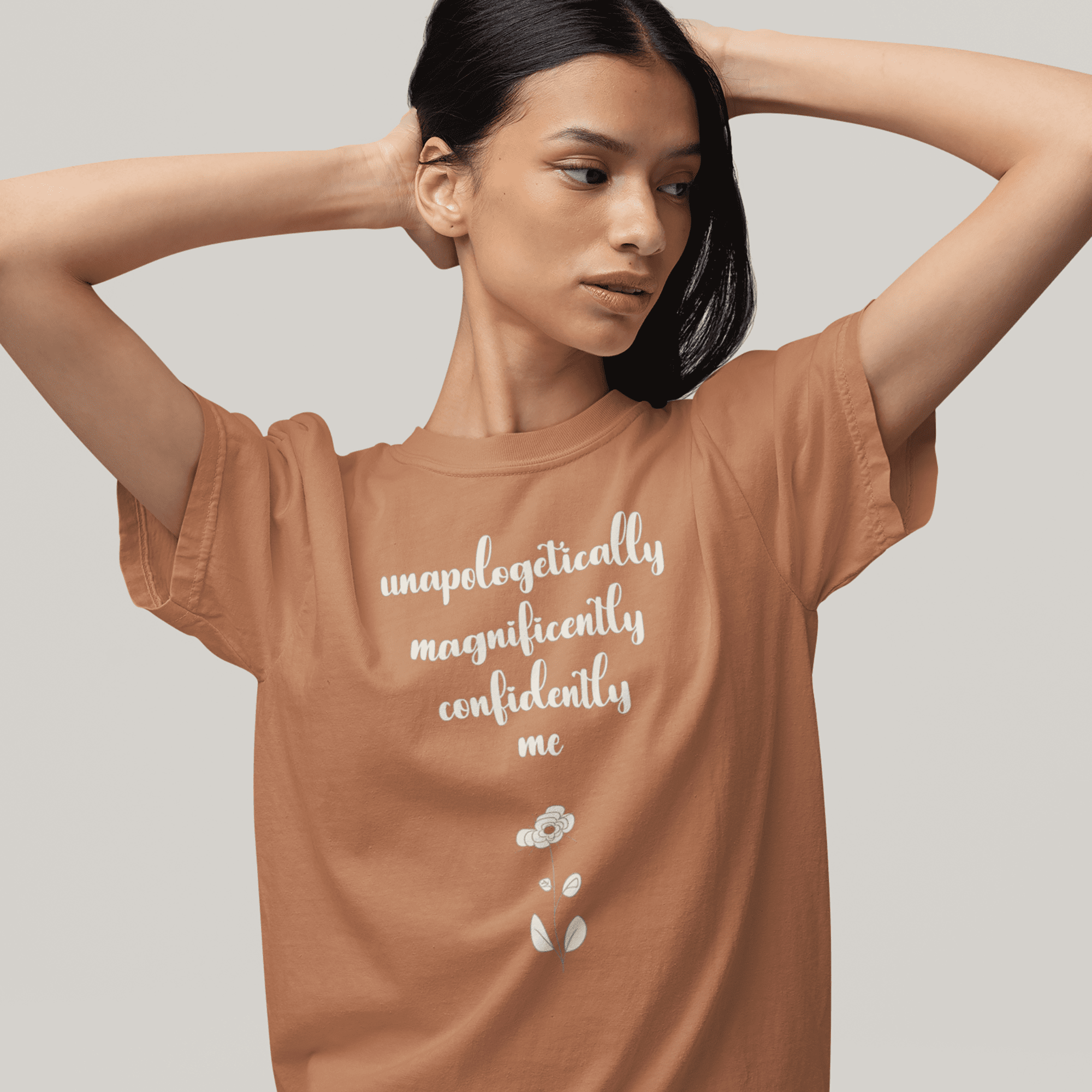 Confidently Me Heavyweight T-Shirt - Floral Text