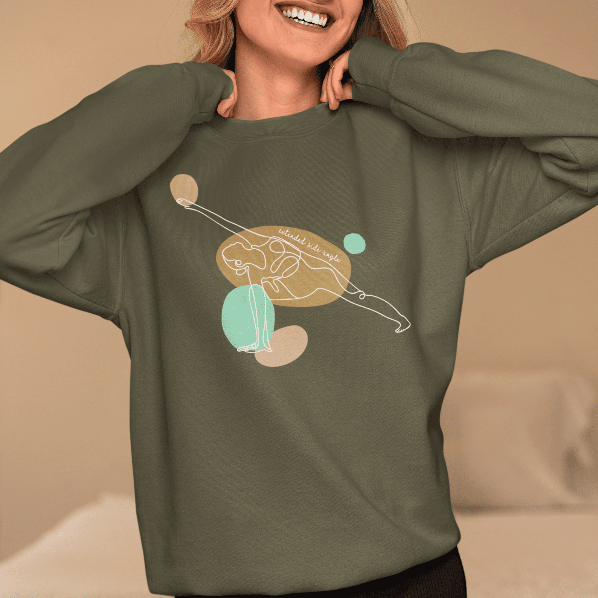 Extended Side Angle Pose Aesthetic Yoga Crewneck Sweatshirt