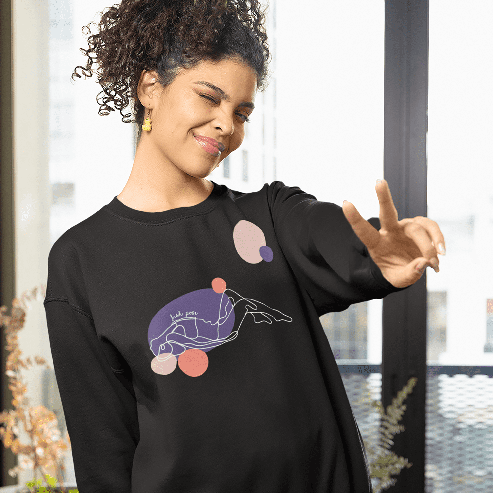 Fish Pose Aesthetic Yoga Crewneck Sweatshirt