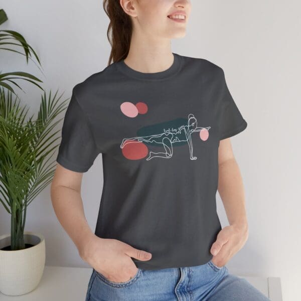 Bird Dog Pose Aesthetic Yoga Lightweight T-Shirt - Light Lines - Image 10