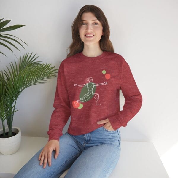 Warrior Two Pose Aesthetic Yoga Crewneck Sweatshirt - Image 5