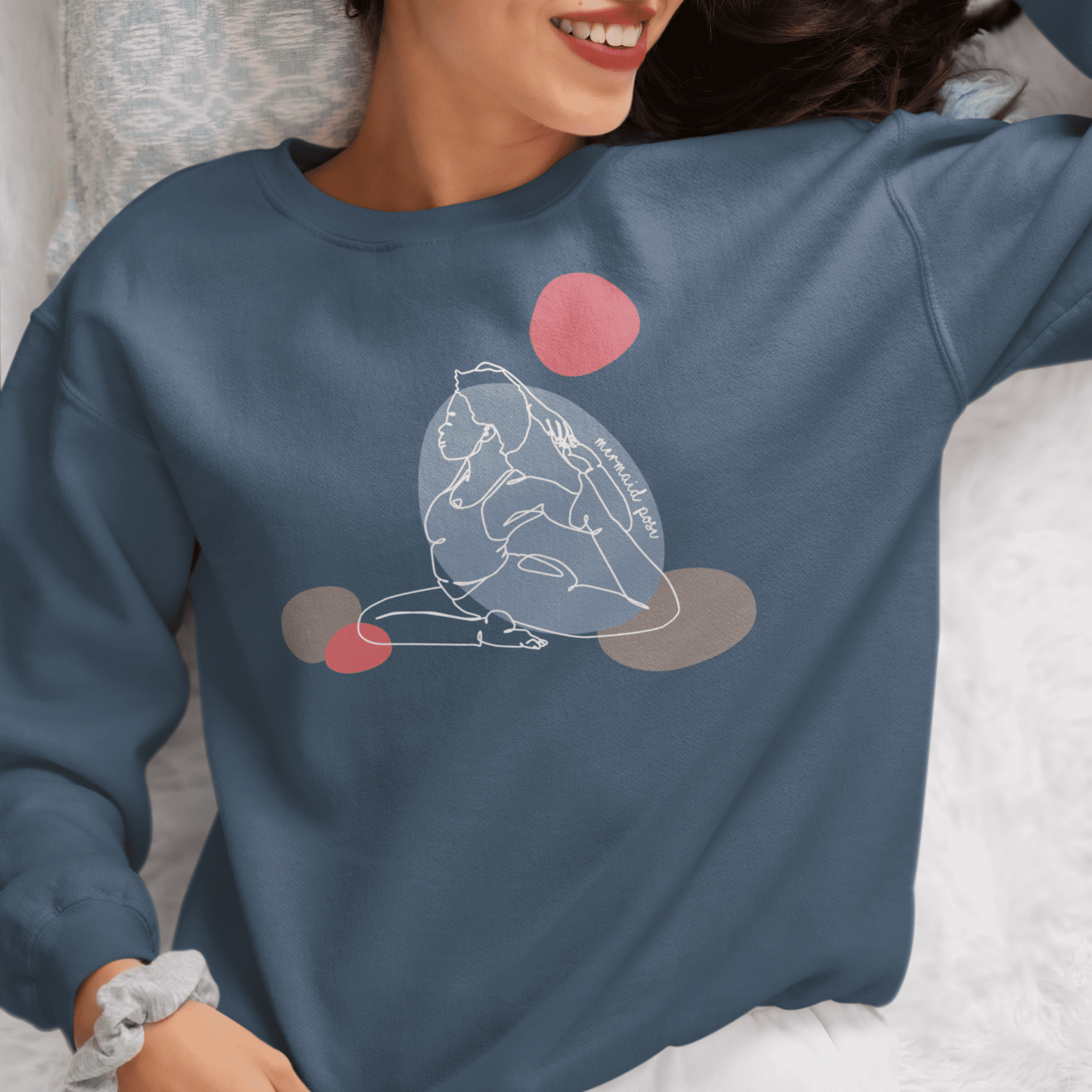 Mermaid Pose Aesthetic Yoga Crewneck Sweatshirt