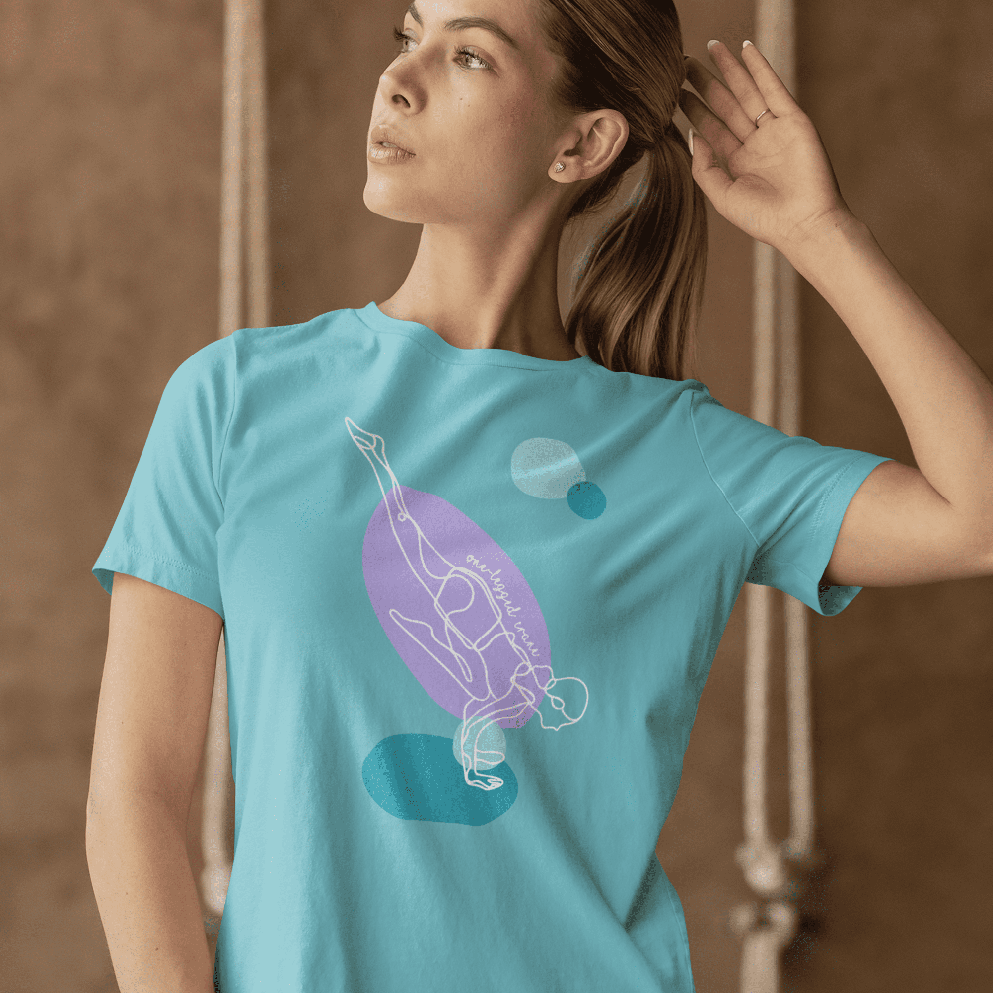 One-Legged Crane Aesthetic Yoga Lightweight T-Shirt - Light Lines