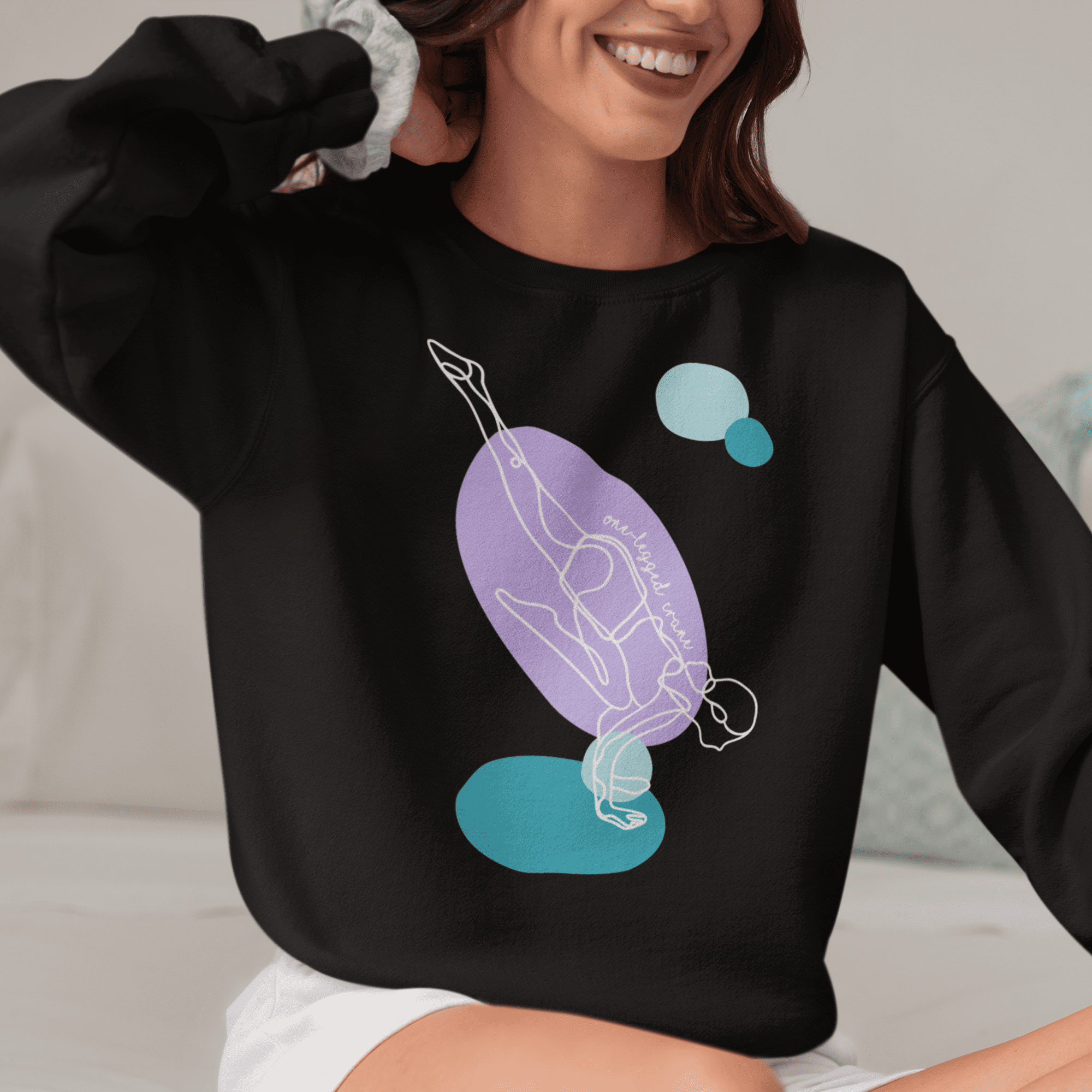 One-Legged Crane Pose Aesthetic Yoga Crewneck Sweatshirt