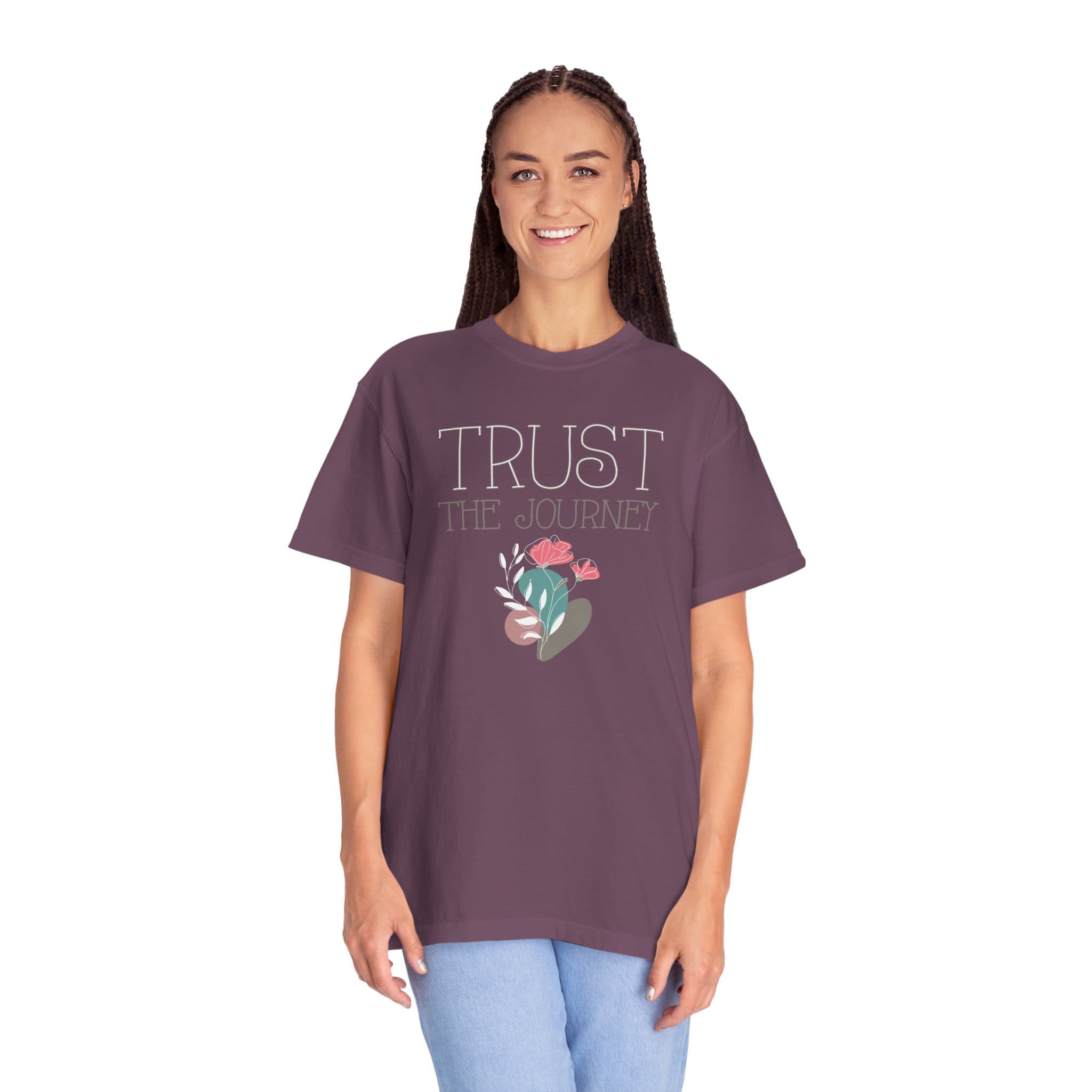 Trust the Journey Heavyweight T-Shirt - Floral Text - Image 10