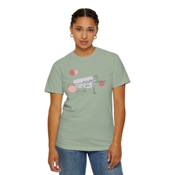 Bird Dog Pose Aesthetic Yoga Heavyweight T-Shirt - Dark Lines - Image 10