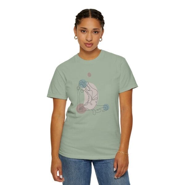 One-Legged King Pigeon Aesthetic Yoga Heavyweight Tee-Dark Lines - Image 14