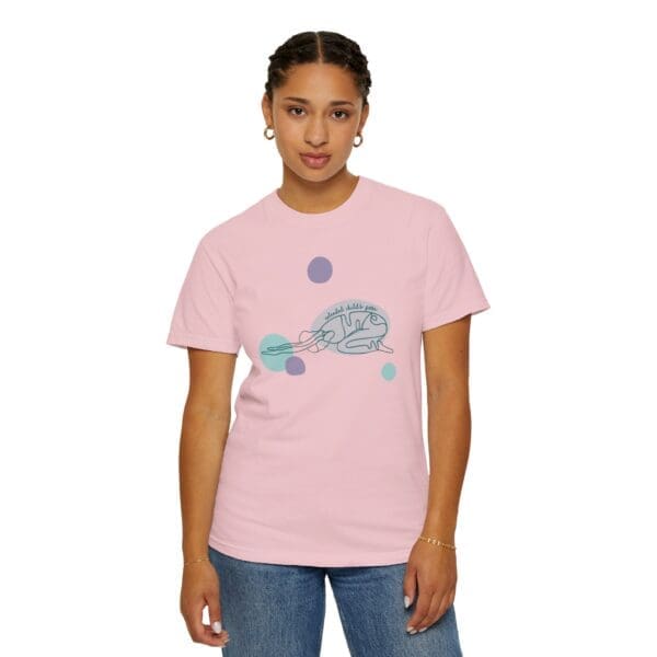 Extended Child's Pose Aesthetic Yoga Heavyweight Tee, Dark Lines - Image 22