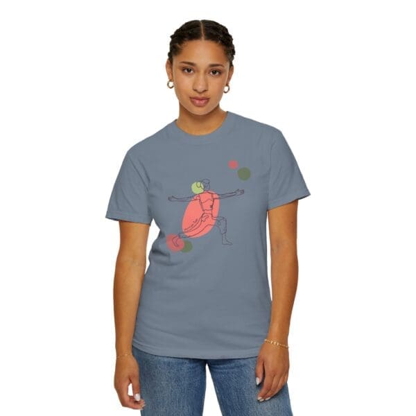 Warrior Two Pose Aesthetic Yoga Heavyweight T-Shirt - Dark Lines - Image 18