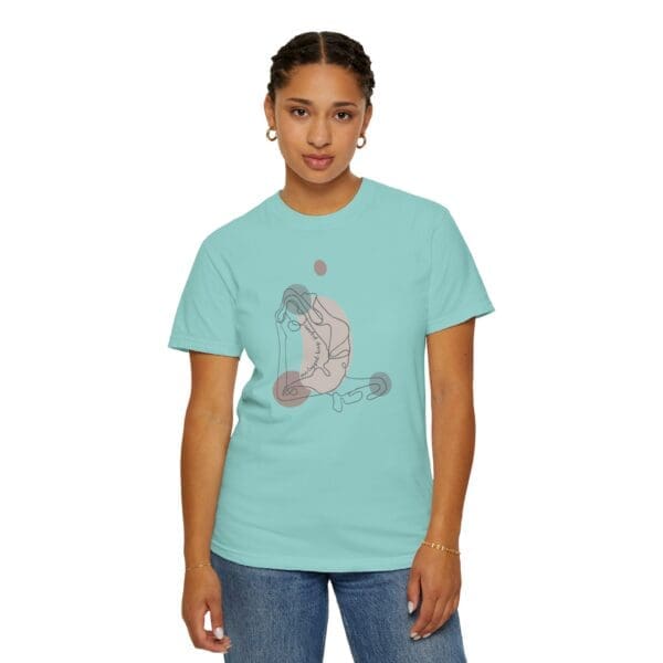 One-Legged King Pigeon Aesthetic Yoga Heavyweight Tee-Dark Lines - Image 18
