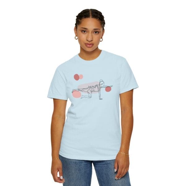 Bird Dog Pose Aesthetic Yoga Heavyweight T-Shirt - Dark Lines - Image 14