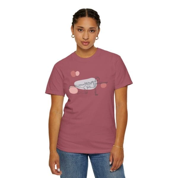 Bird Dog Pose Aesthetic Yoga Heavyweight T-Shirt - Dark Lines - Image 22