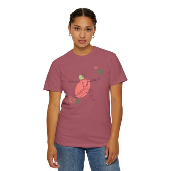 Warrior Two Pose Aesthetic Yoga Heavyweight T-Shirt - Dark Lines - Image 22