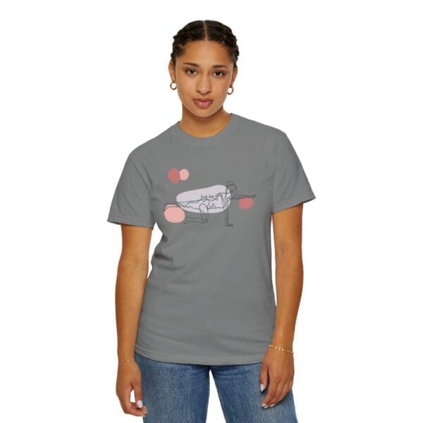 Bird Dog Pose Aesthetic Yoga Heavyweight T-Shirt - Dark Lines - Image 18