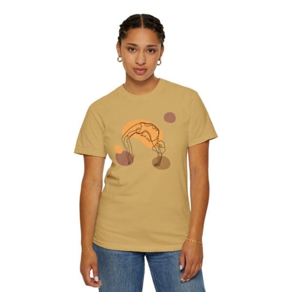 Wheel Pose Aesthetic Yoga Heavyweight T-Shirt - Dark Lines - Image 14