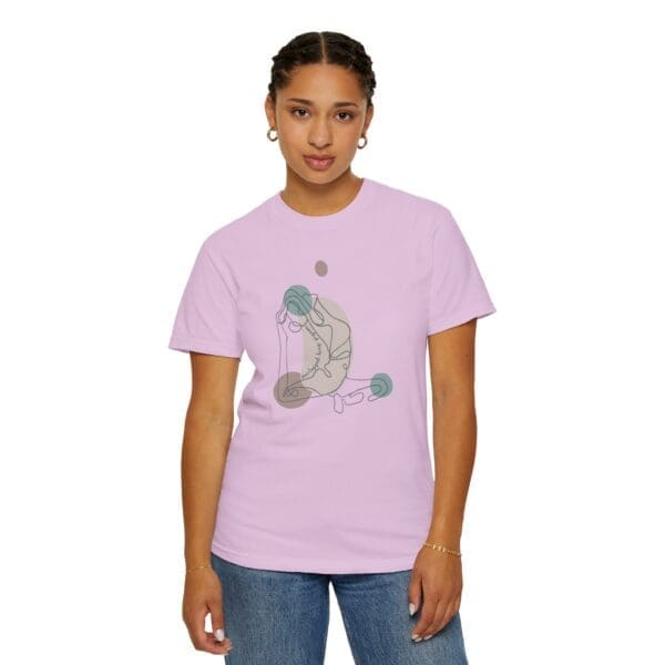 One-Legged King Pigeon Aesthetic Yoga Heavyweight Tee-Dark Lines - Image 22