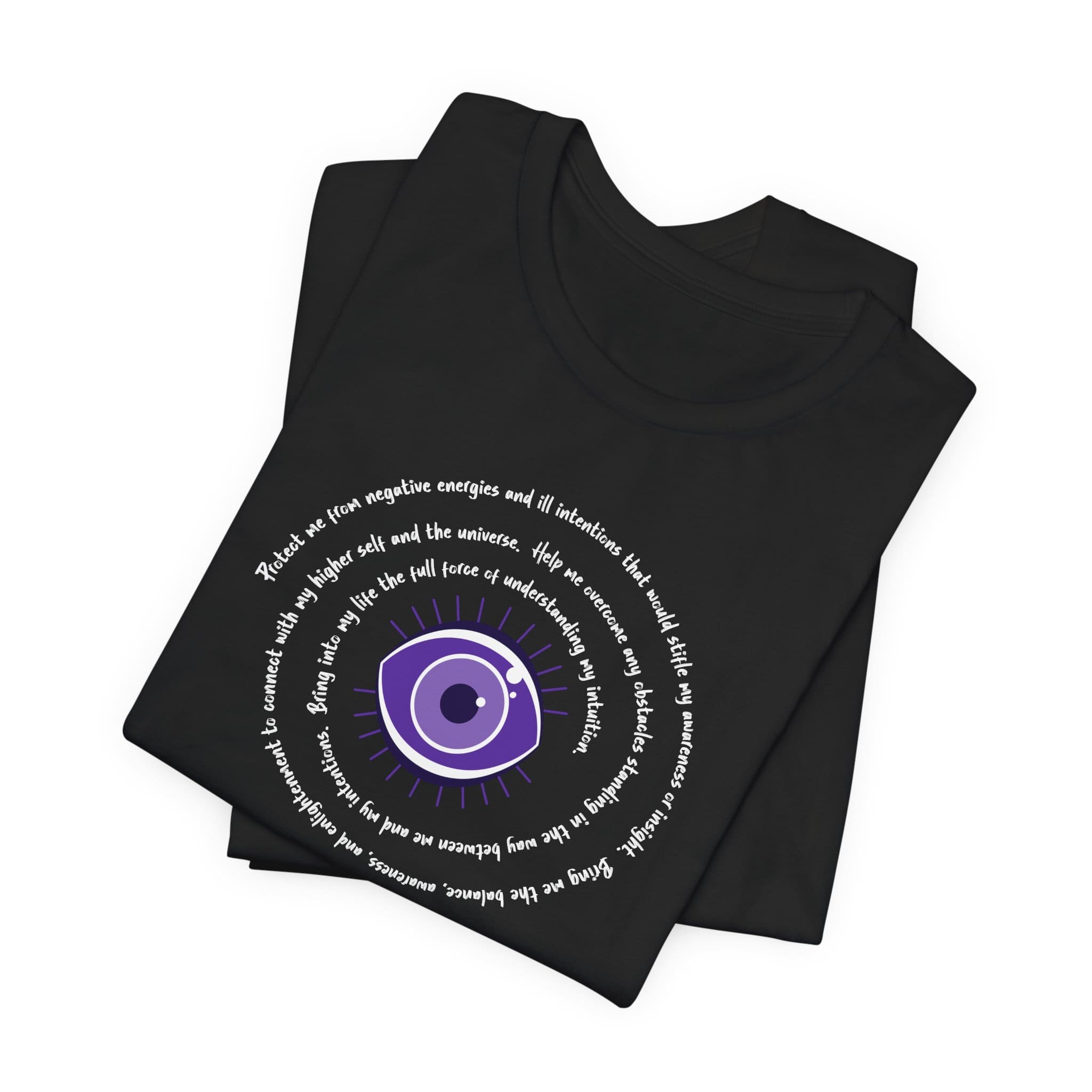 Purple Evil Eye Protection Lightweight T-Shirt - White Text - Image 7