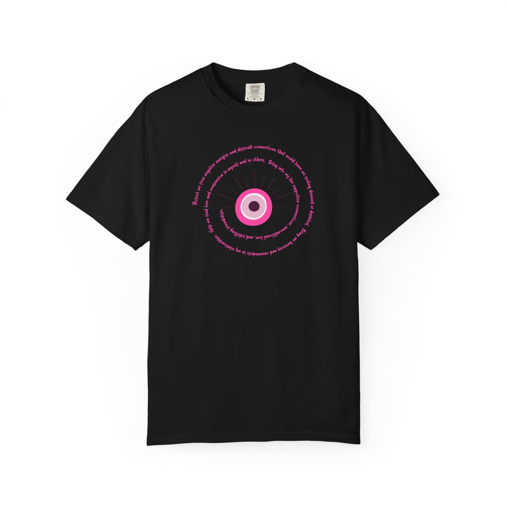 Pink Evil Eye Protection Heavyweight T-Shirt - Pink Text - Image 20